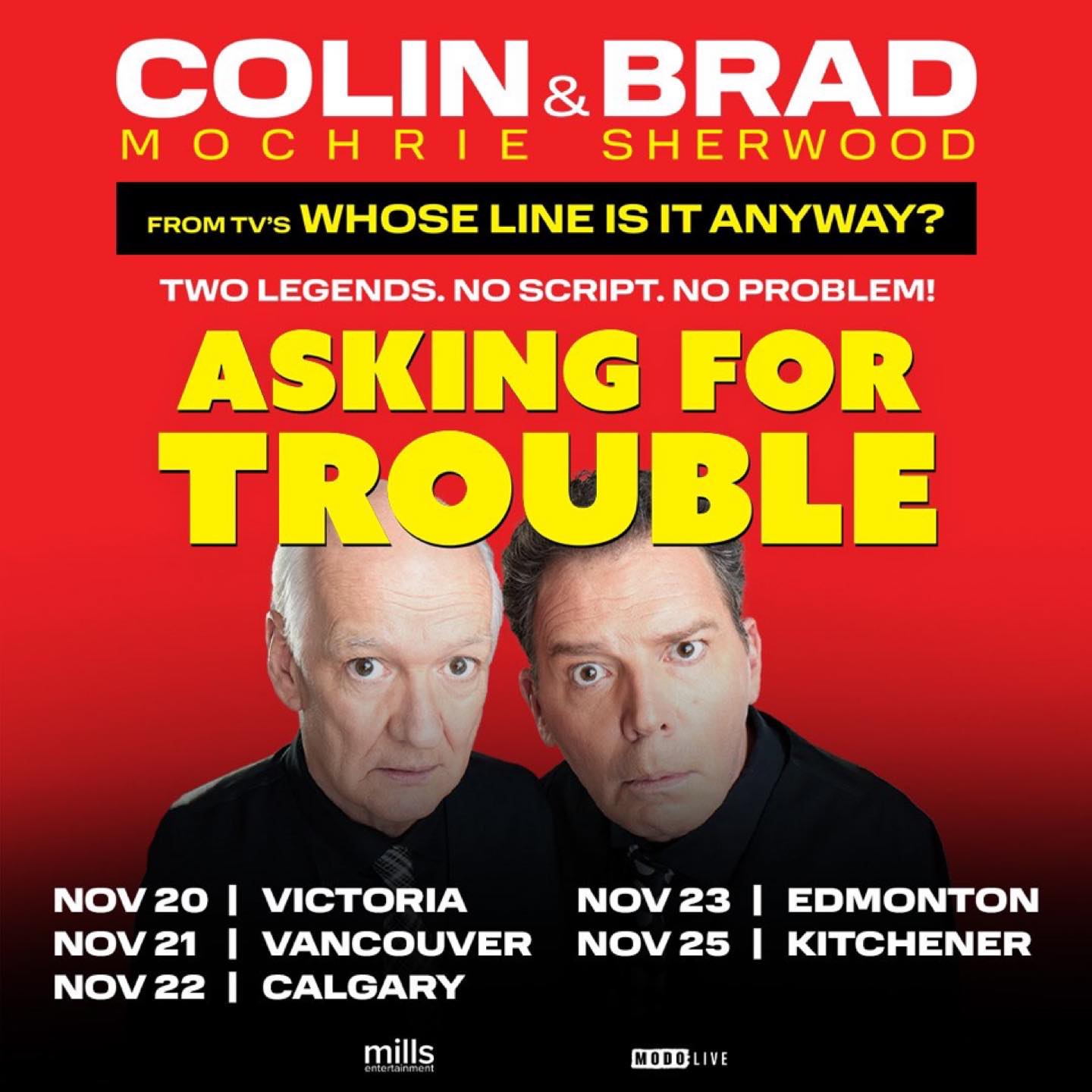 Colin Mochrie Asking for Trouble & HYPROV: Improv Under Hypnosis Tour Poster 2026–2027